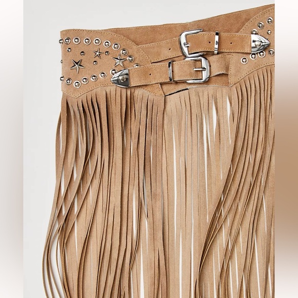 Paris Texas Tan Fringe Maxi Belt by Free People - Picture 15 of 17